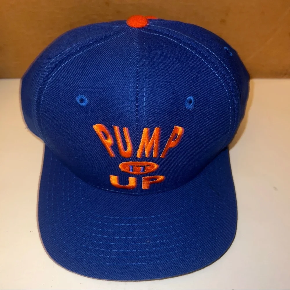 DS New Vintage Reebok PUMP IT UP Wool snapback Hat From The 90’s Blue Orange - Picture 1 of 5